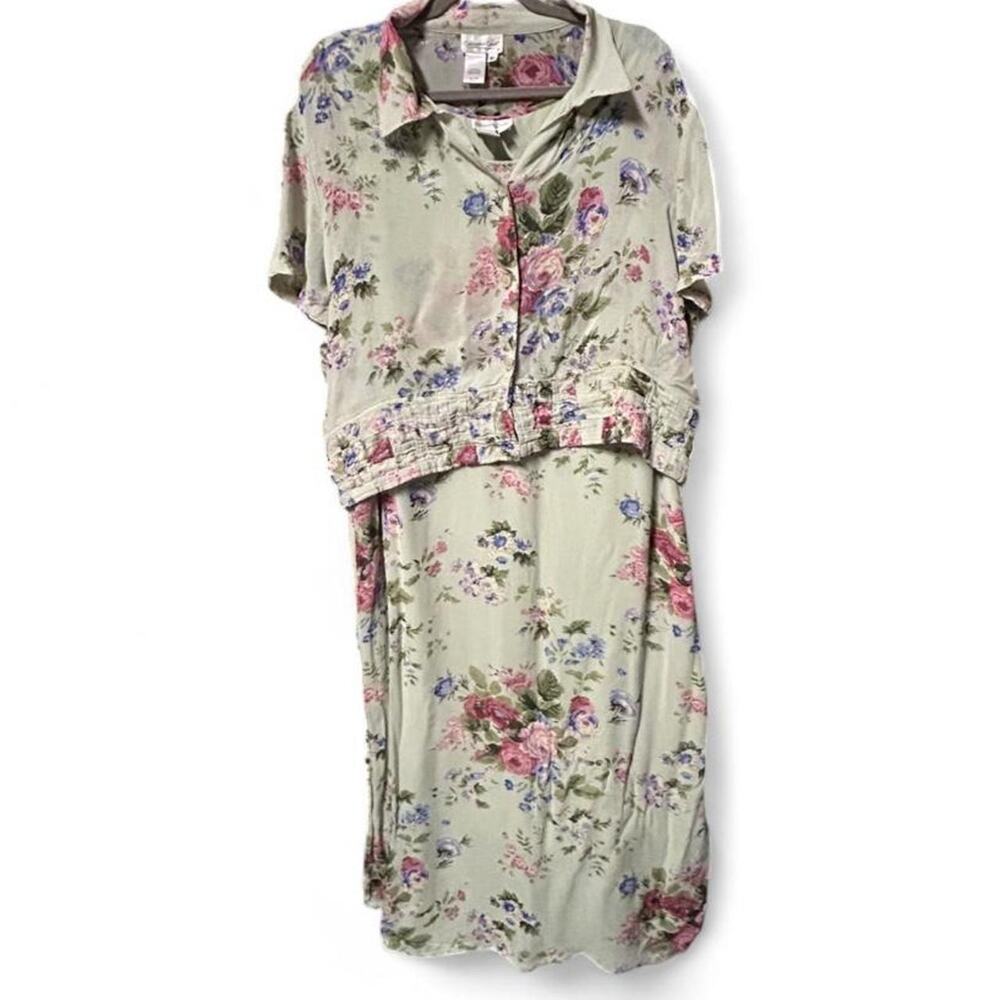 Size 16 Coldwater Creek rayon maxi dress w matching relaxed blouse top.